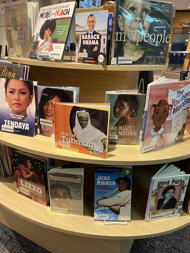 Ellen Hopkins Elementary Black History Month Book Tower