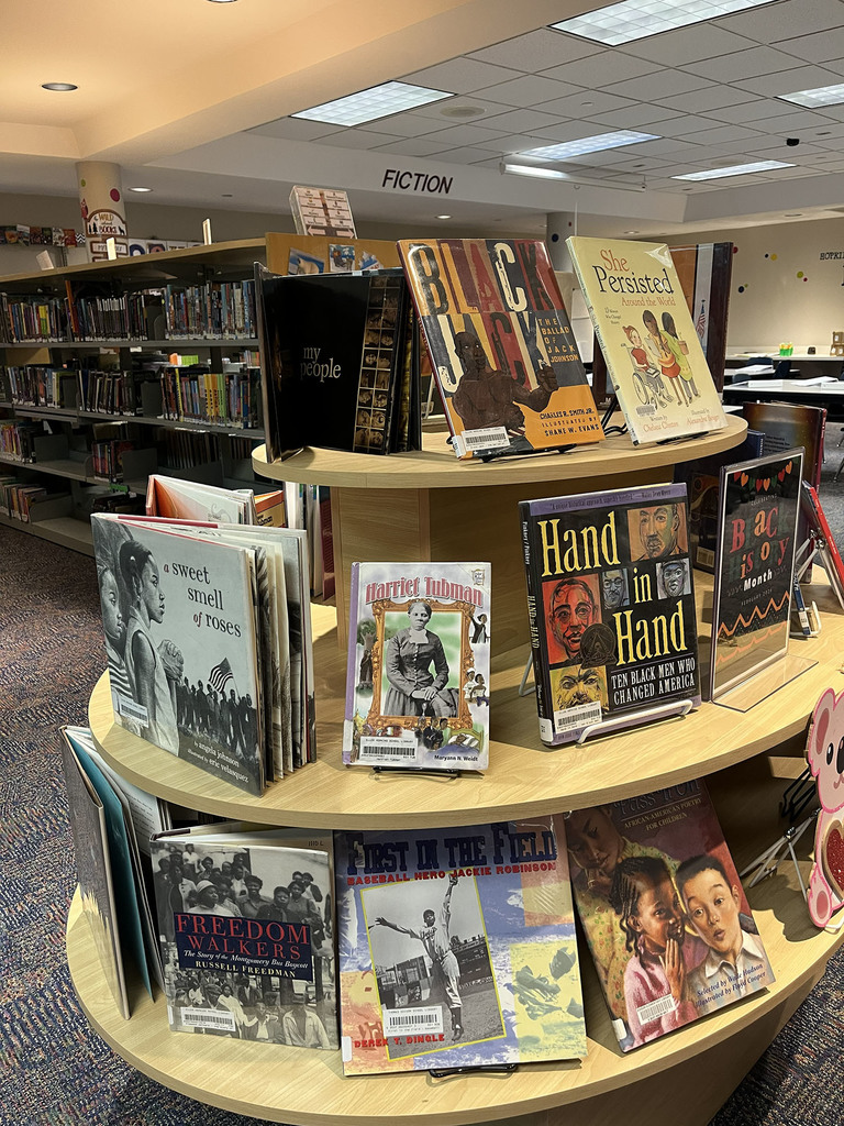 Ellen Hopkins Elementary Black History Month Book Tower