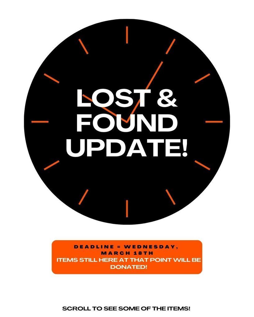 Lost and found update  - items left on march 18th will be donated! Make sure to check when you come to the building for conferences 