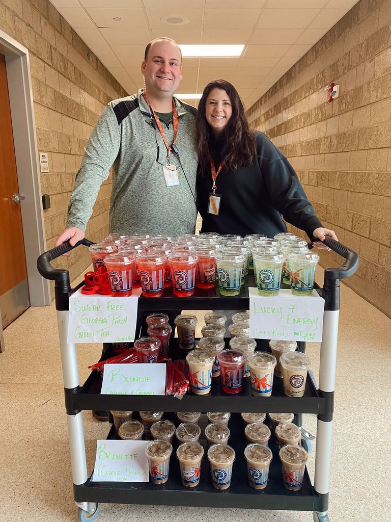 Dr. Henry and Mr. Lapka delivered to staff from a donation from 7 brew