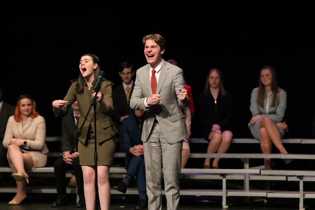 Cece Bedore and Jack Nichols Giving a Speech