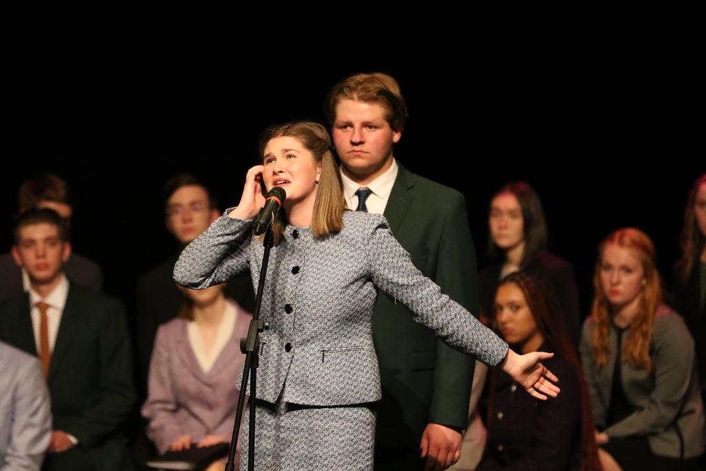 Lydia Horan giving a speech