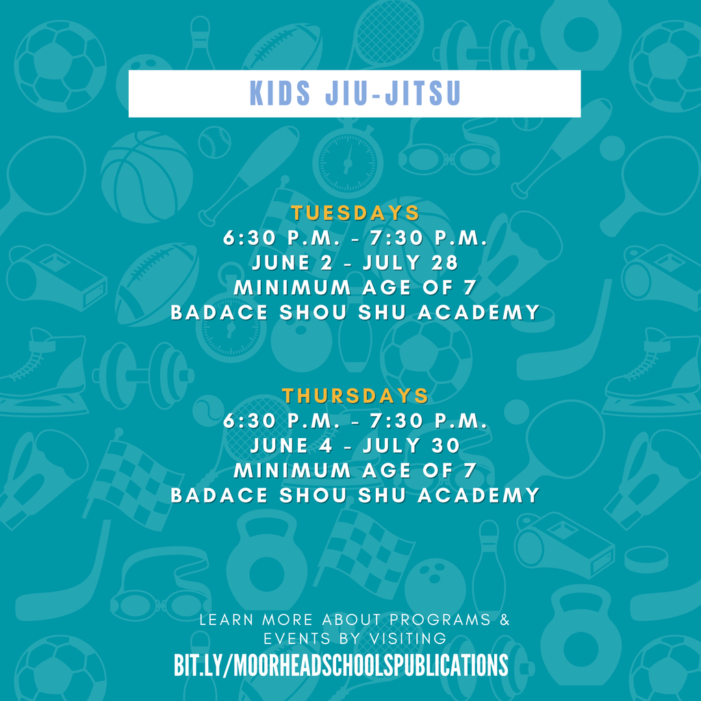 Kids Jiu-Jitsu. Tuesdays 6:30 p.m. - 7:30 P.M. June 2 - July 28 Minimum Age of 7 BADACE Shou Shu Academy.  Thursdays 6:30 P.M. - 7:30 P.M. June 4 - July 30 Minimum Age of 7 BADACE Shou Shu Academy.