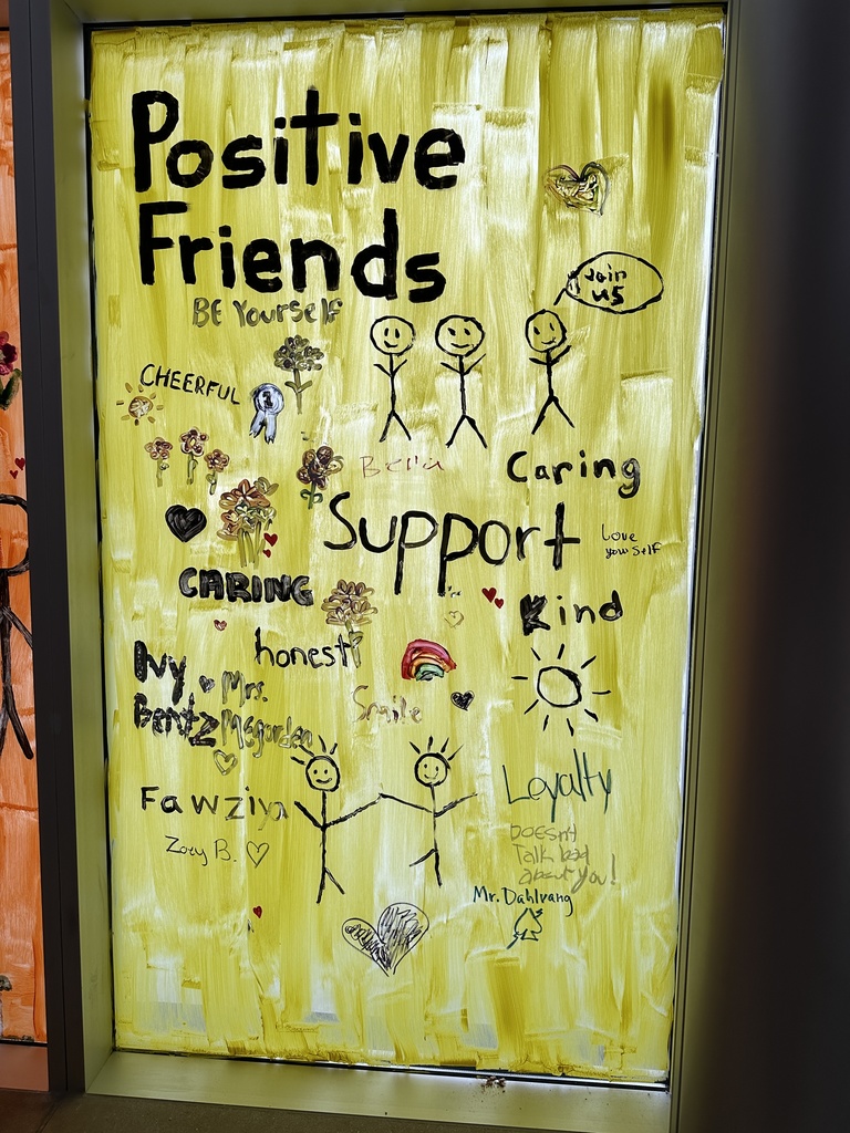 Sources of strength window painting.  Positive Friends