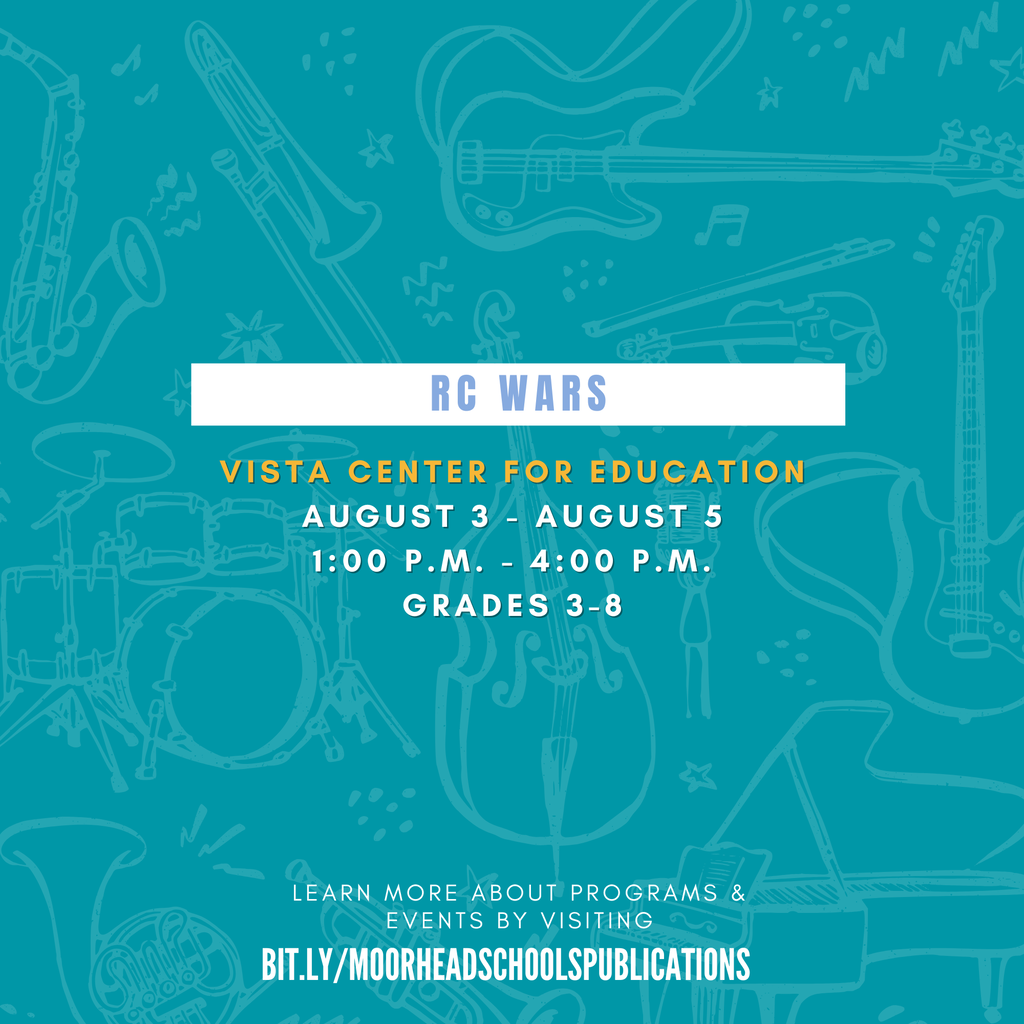 RC Wars Vista Center For Education August 3 - August 5 1:00 p.m. - 4:00 p.m. Grades 3-8