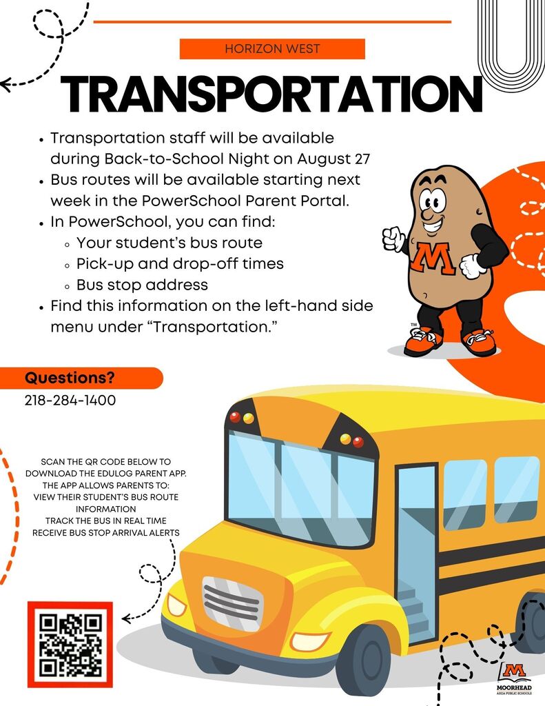 Transportation information - call 2182841400 for more information