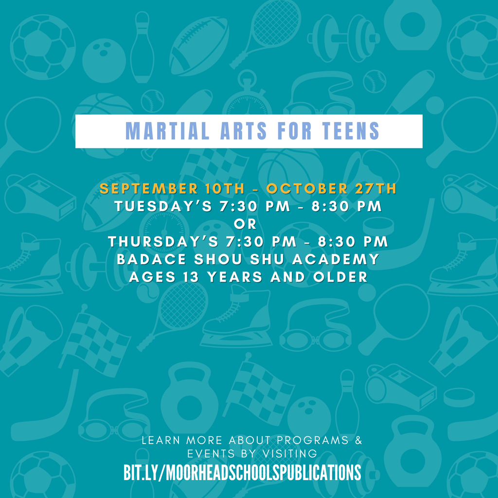 Martial arts for teens September 10th - October 27th tuesday’s 7:30 Pm - 8:30 Pm or Thursday’s 7:30 Pm - 8:30 Pm BADACE Shou Shu academy Ages 13 Years and older