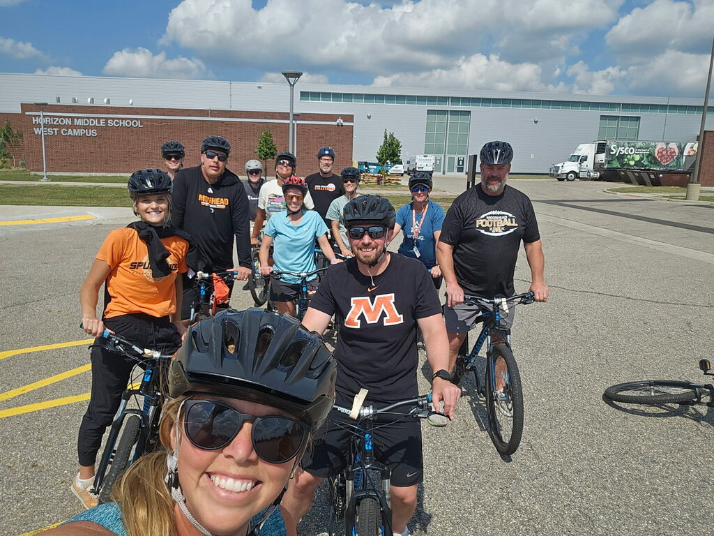 Teachers from Horizon getting bike training