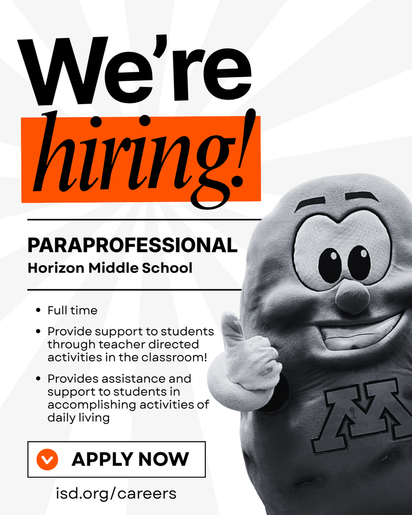 We're Hiring - Paraprofessional at Horizon Middle School West