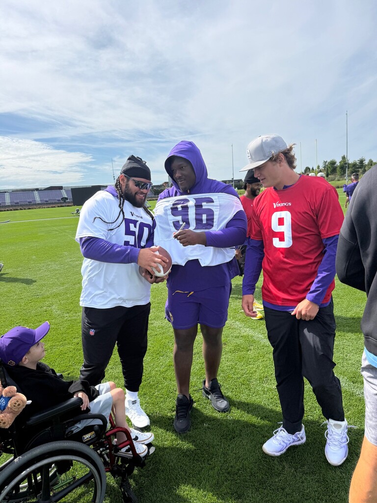 student at vikings practice