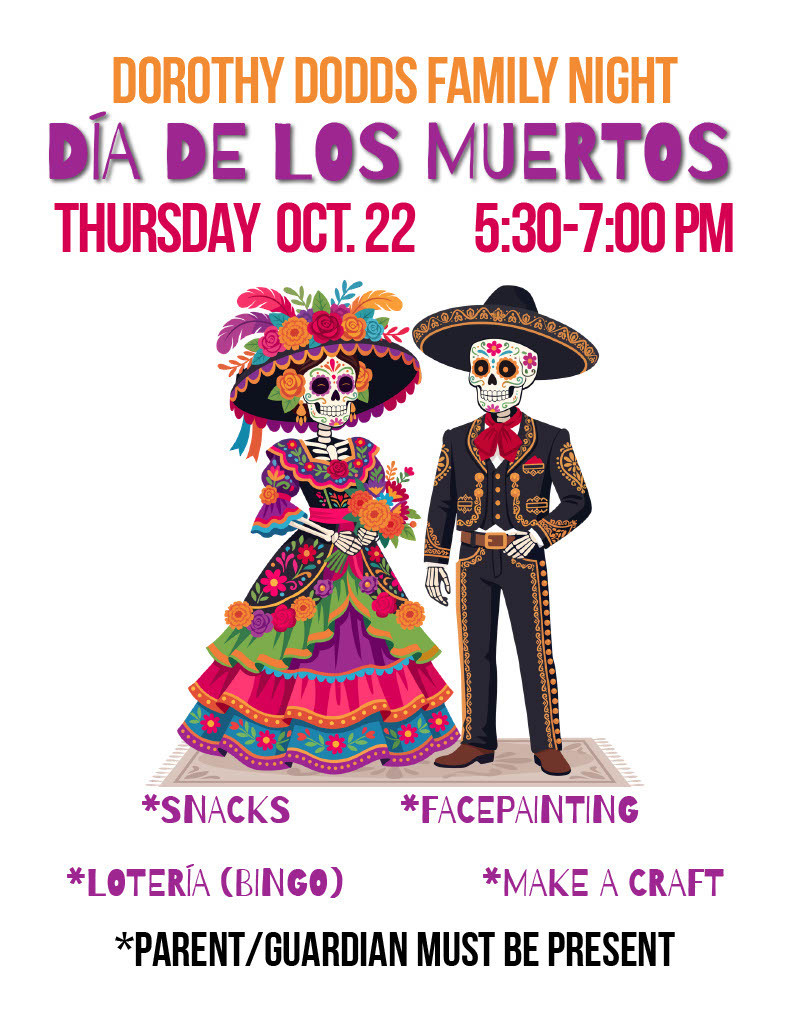 post for dia de Los muertos family event