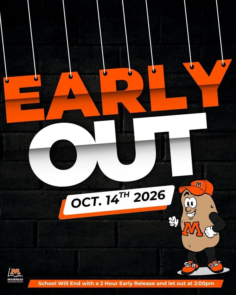 reminder that october 14th is an early out day, school will be dismissed two hours early at 2:00