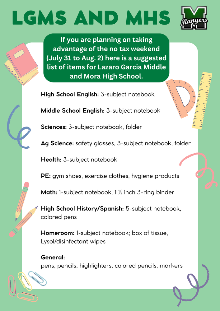 Back to School Suggested List