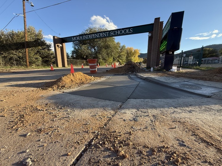 concrete work at school entrance