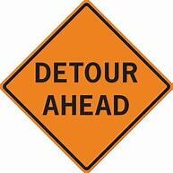 Detour ahead road sign