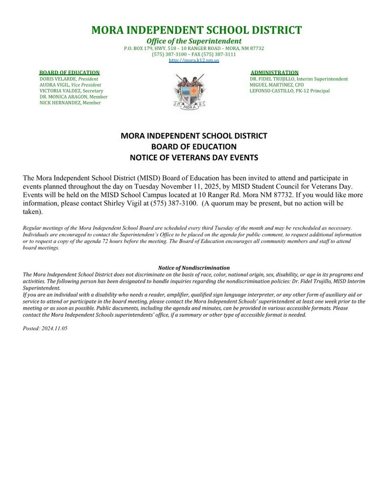 NOTICE VETERANS DAY EVENTS 2025