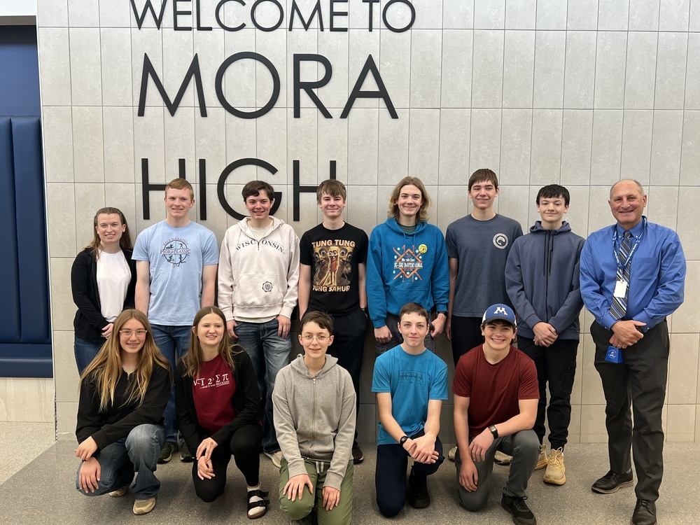 Mora High School Math League Students and Superintendent Voce