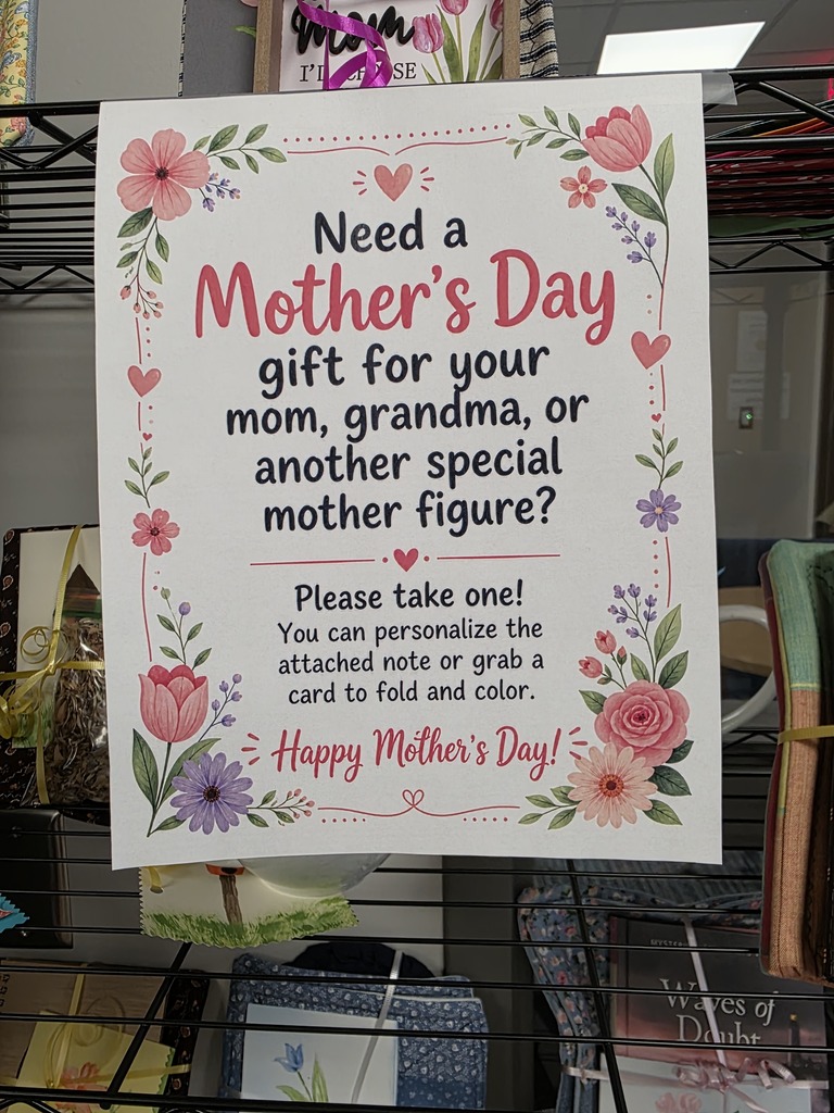 Thank you to the kind donor that put together a beautiful selection of Mother's Day gifts for our Food for Friends high school food shelf!