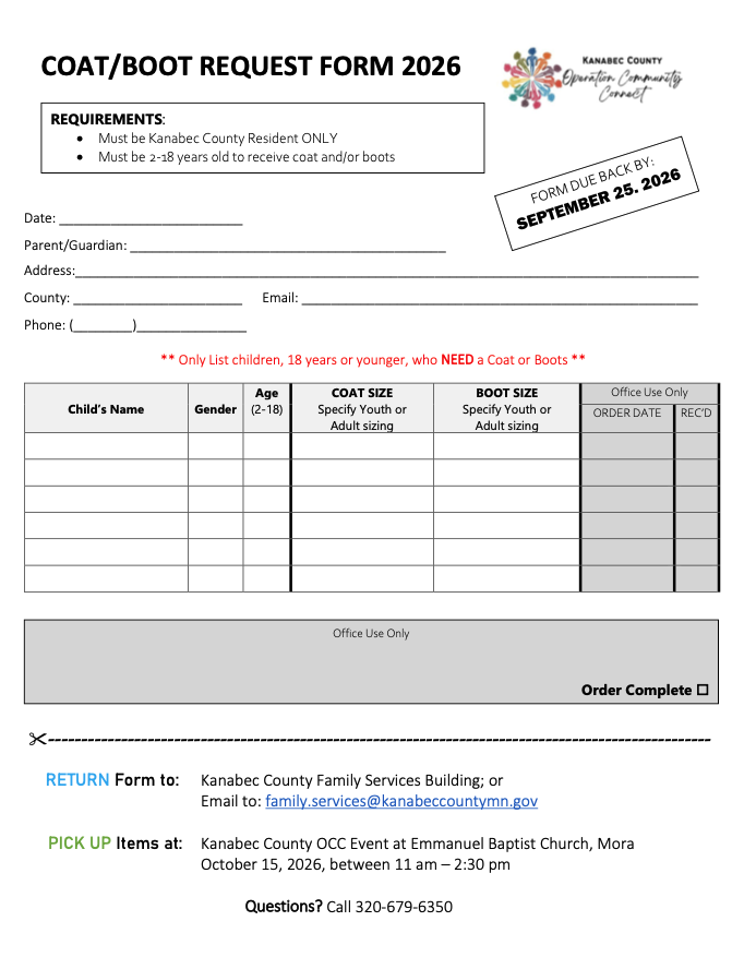 Coat and Boot Request Form