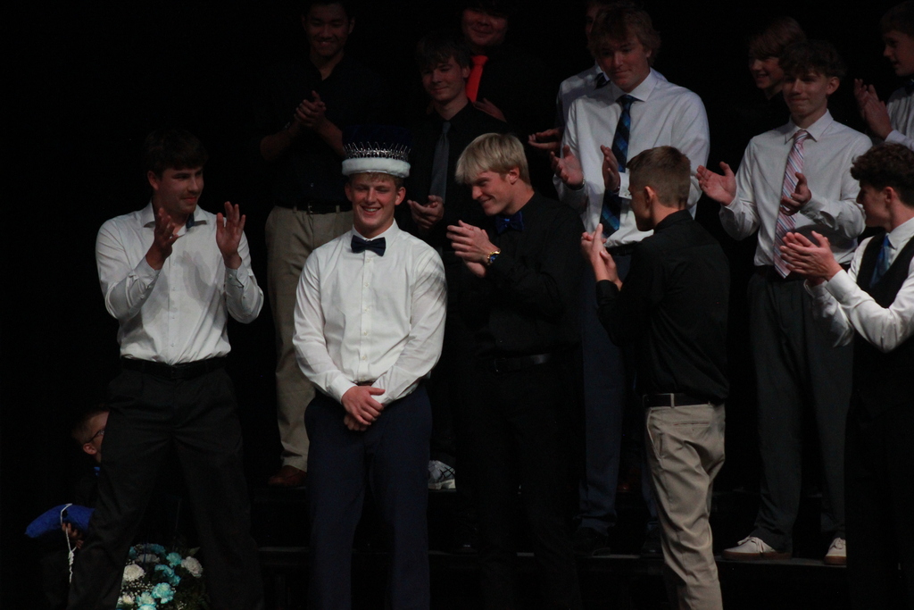 The king being crowned.