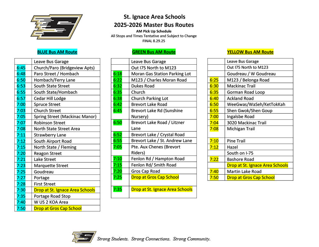 2025 MASTER BUS ROUTES