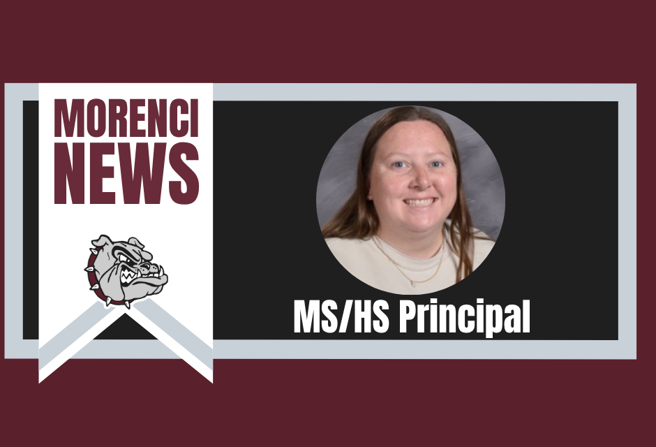 ms/hs principal with photo of Madison Weaver