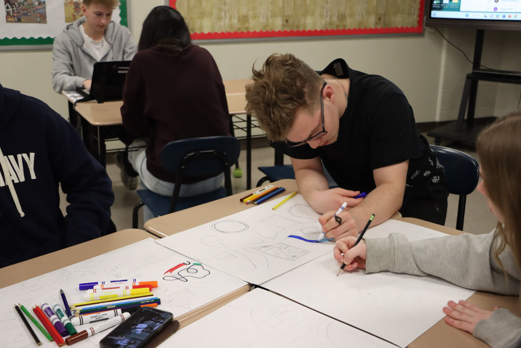 students working on project