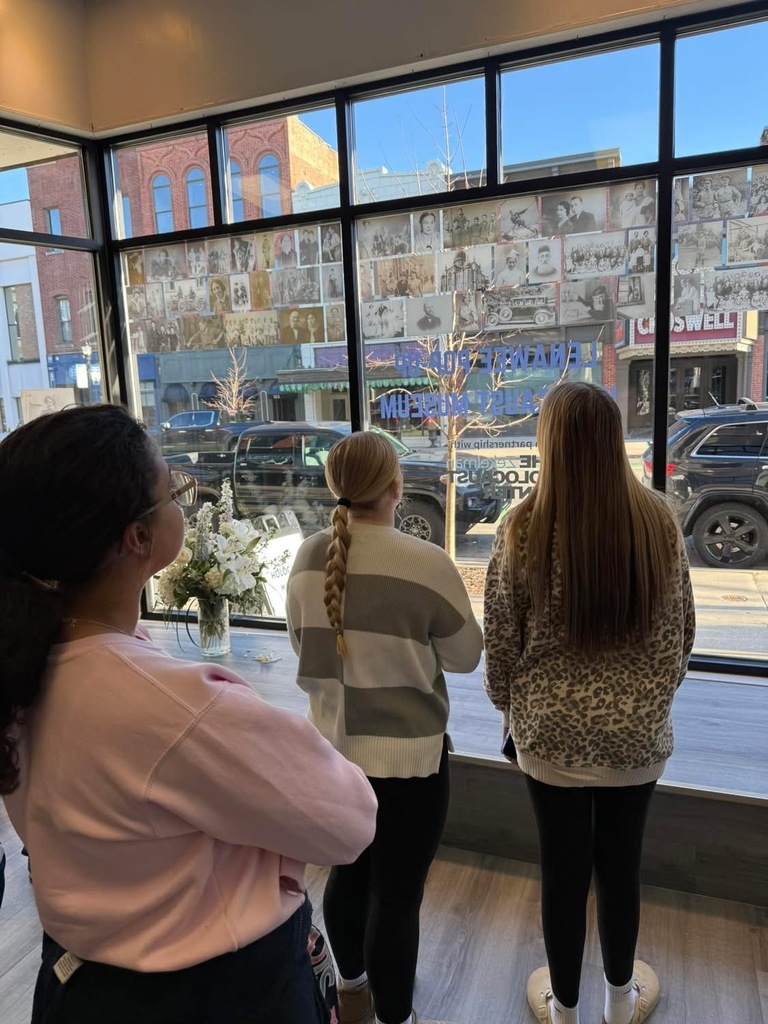 Pictures of students at the Holocaust Museum in Adrian