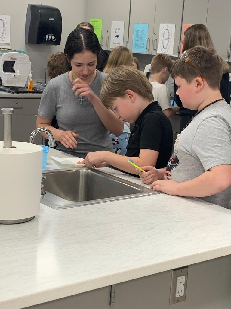 students working on a science project.