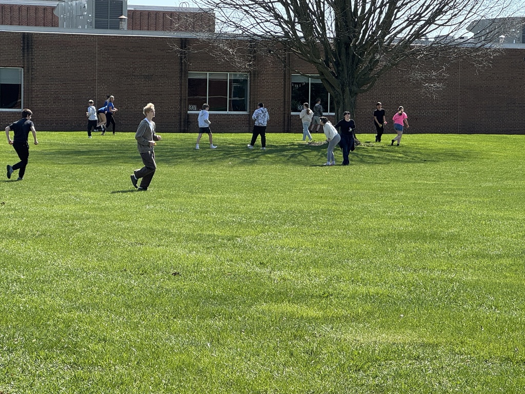 middle school students on an Easter egg hunt.