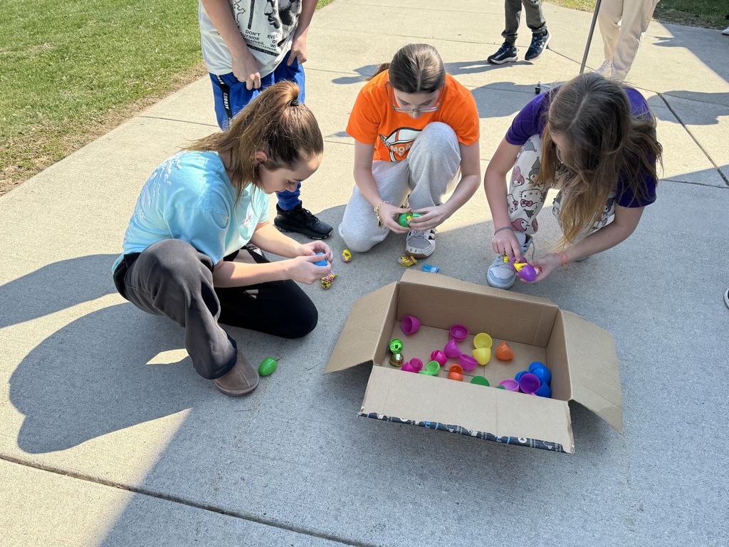 middle school students on an Easter egg hunt.
