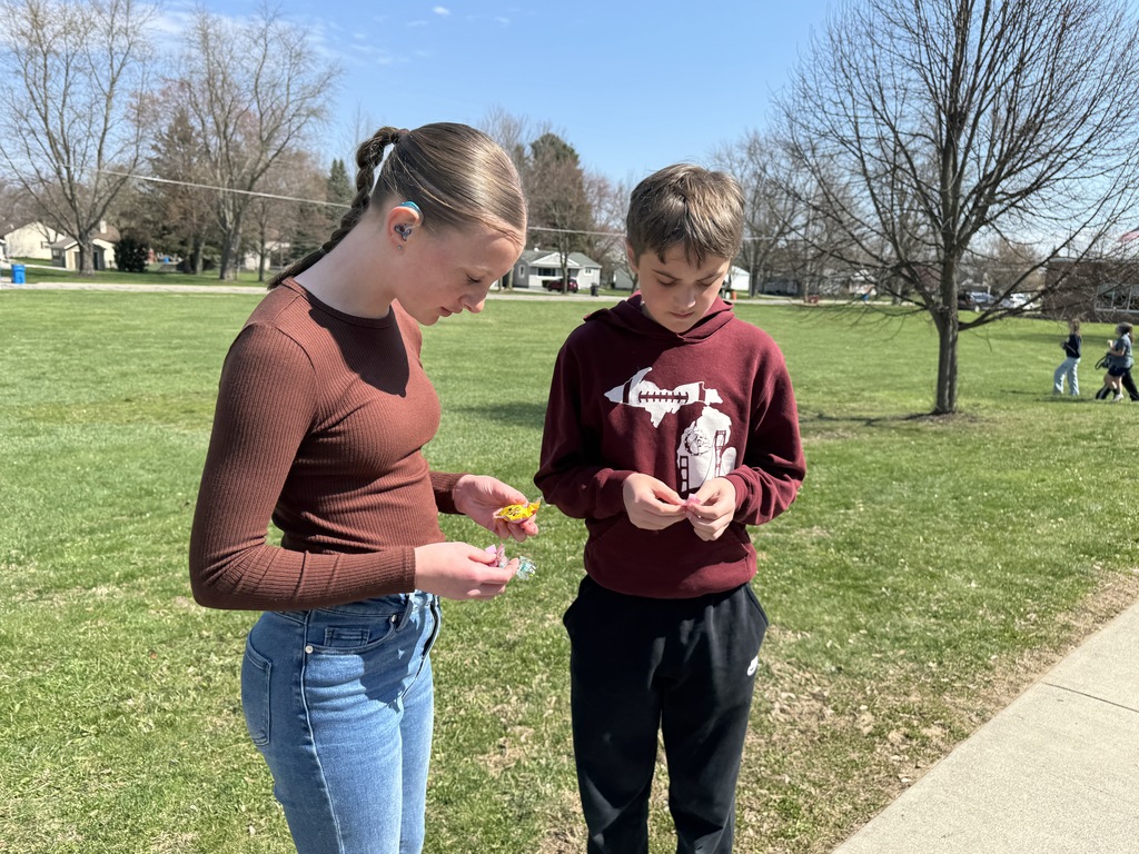 middle school students on an Easter egg hunt.