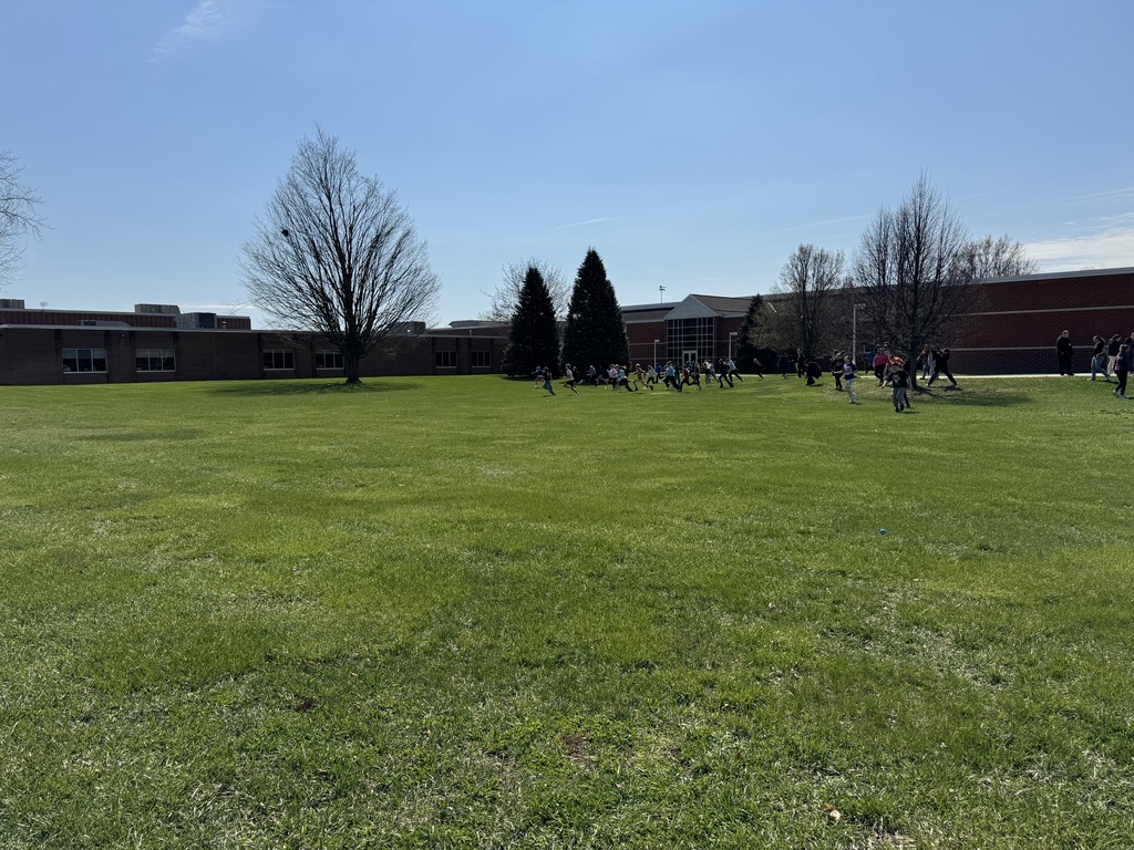 middle school students on an Easter egg hunt.