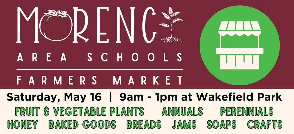 promotional graphic for the farmers market event this week.