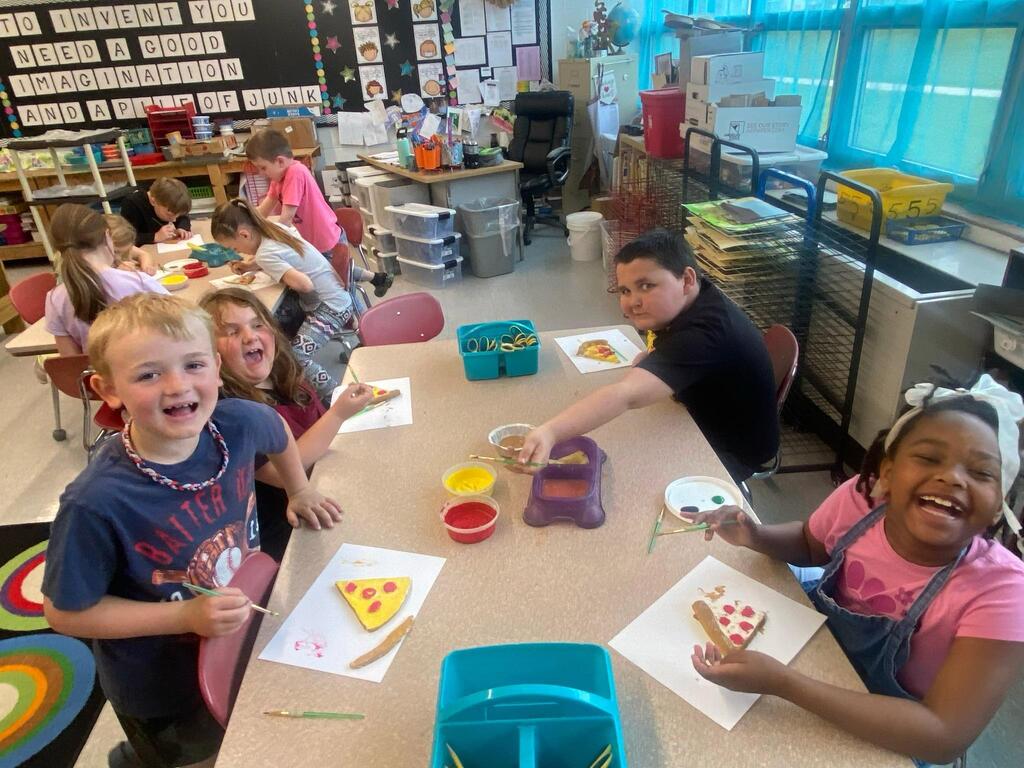 group of students working on their art project