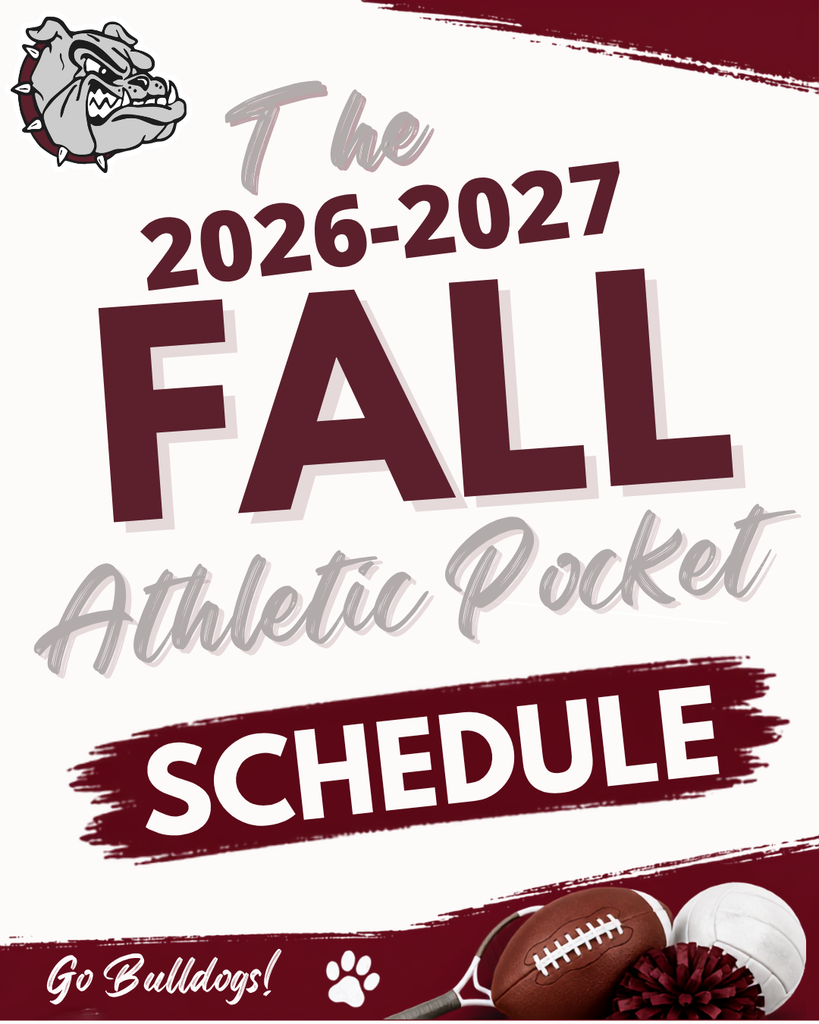 The 2026-2027 fall athletic pocket schedule. Go bulldogs.