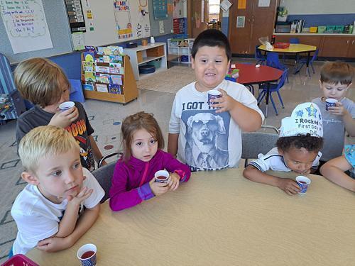 students drinking juice