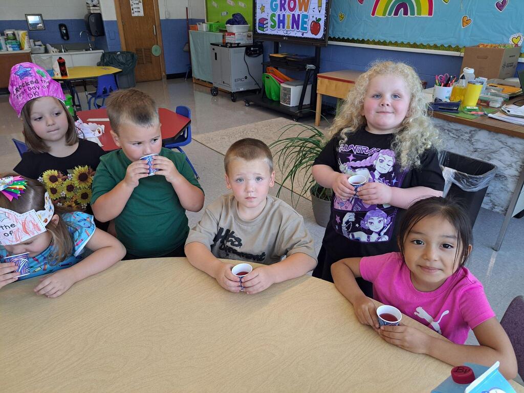 students drinking juice