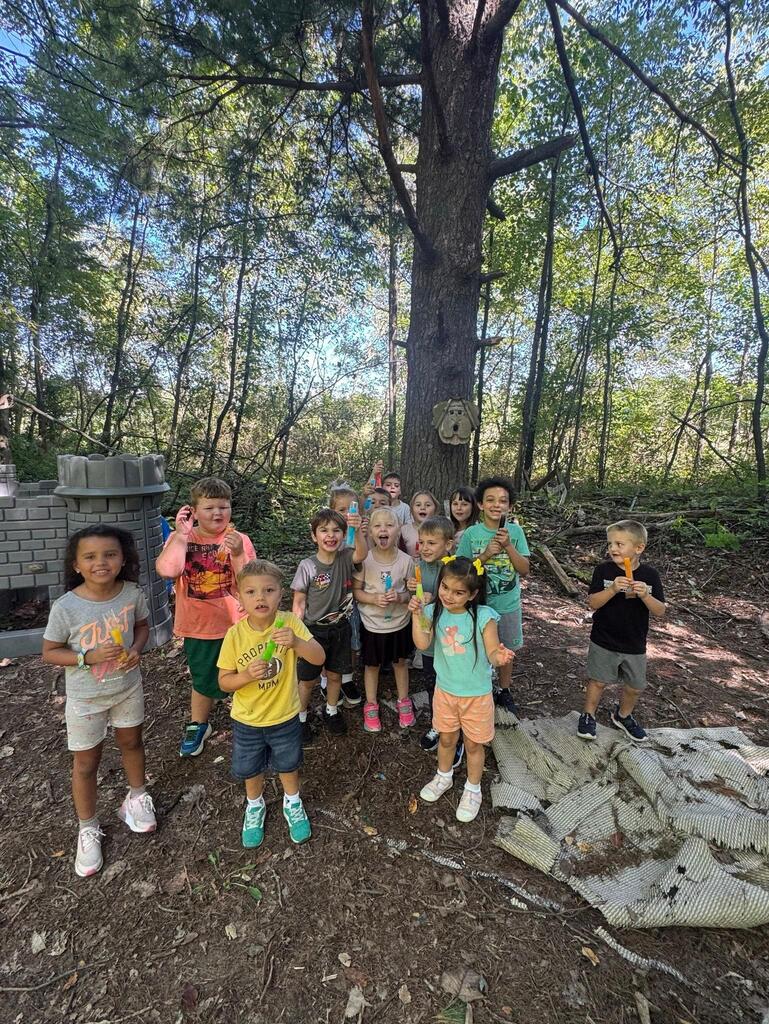 young learners on the nature path