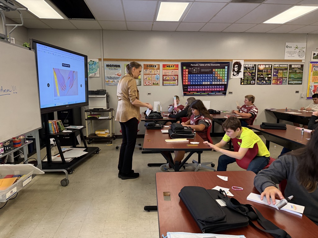 students working on a project in class