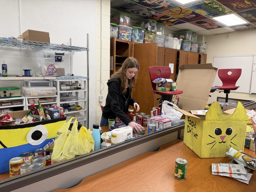 students sorting food boxes