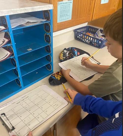 students working on a math problem