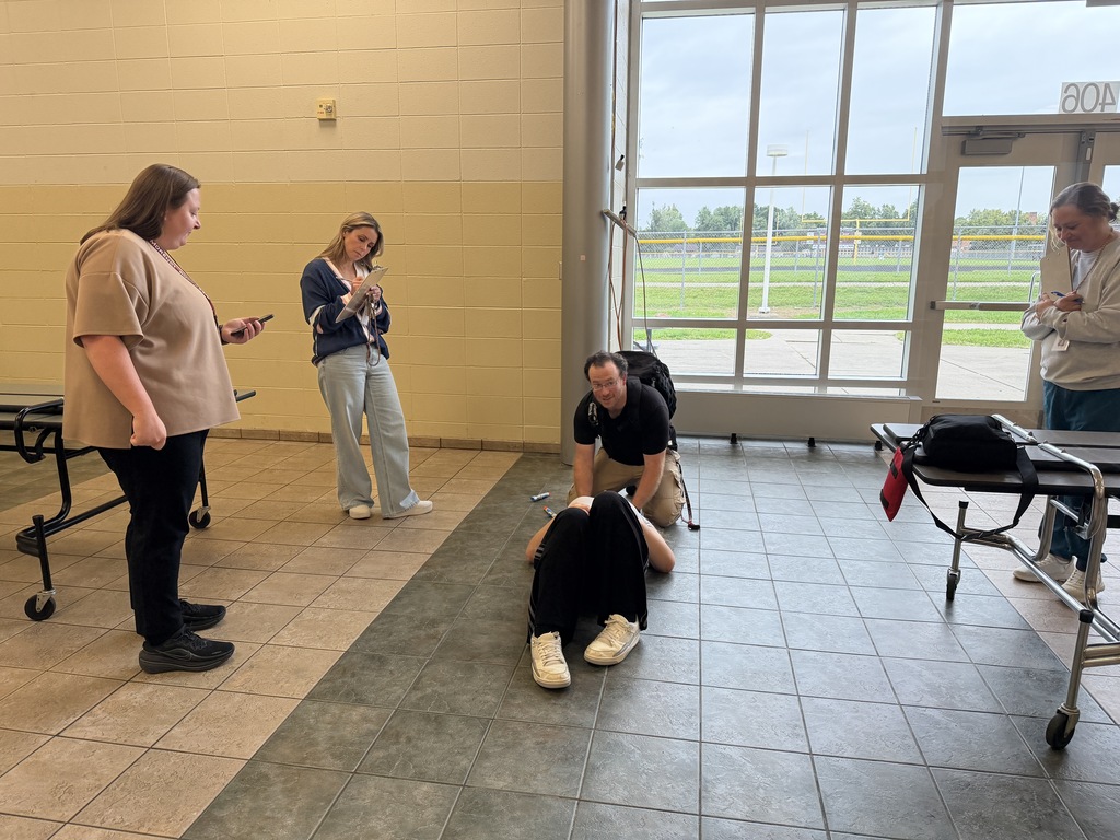 staff members participating in the MERT drill