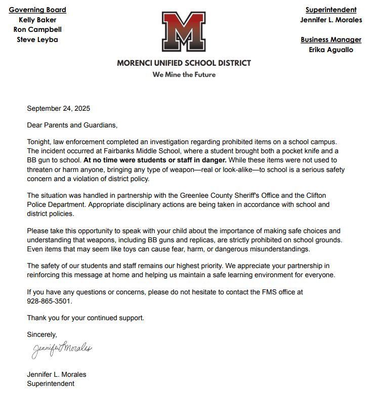 Safety Incident - Fairbanks Middle School