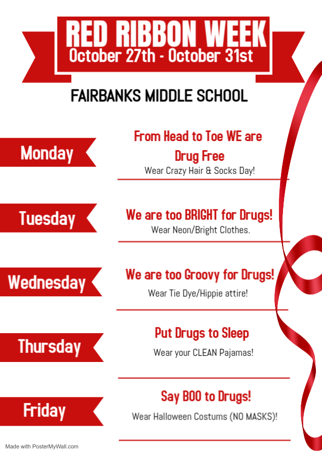 White List-based Red Ribbon Spirit Week Events A4 - Made with PosterMyWall