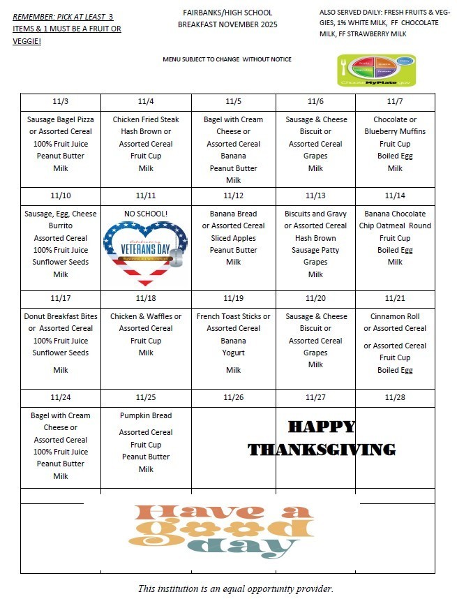 FMS November Breakfast Menu