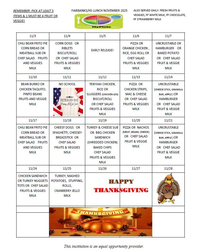 FMS November Lunch Menu