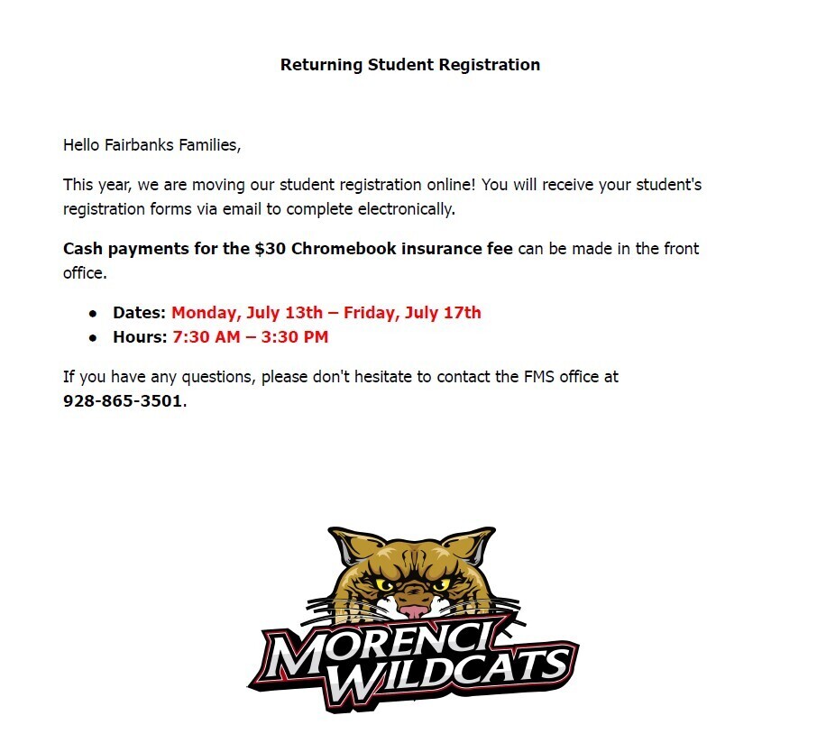 Returning Student Registration