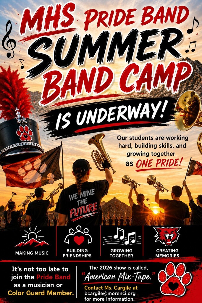 Flyer for the 2026 MHS Pride Band camp experience.