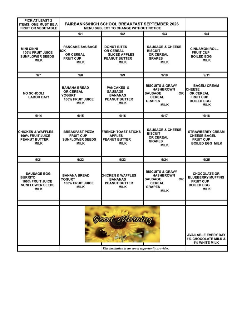 Sept.  Menu